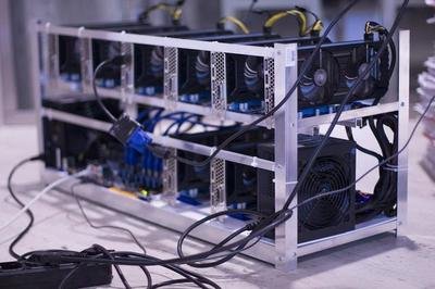 A mining farm filled with rows of ASIC miners